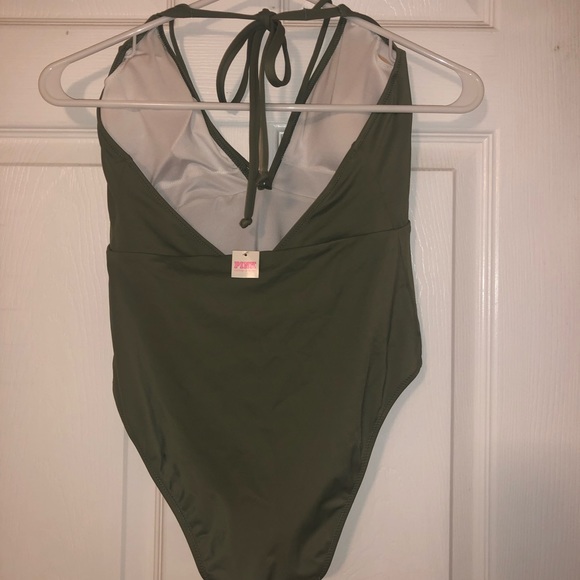 Pink olive green one piece bathinsuit - Picture 2 of 2